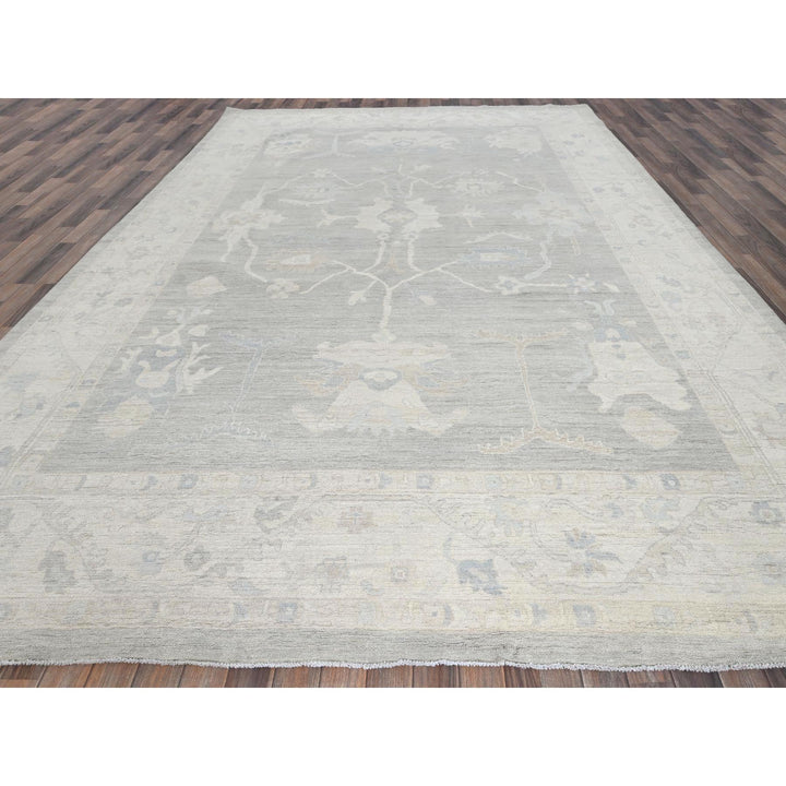 9'8" x 13'10" New Hand Knotted Grey Wool Rectangle Oriental Rug - MOA102918