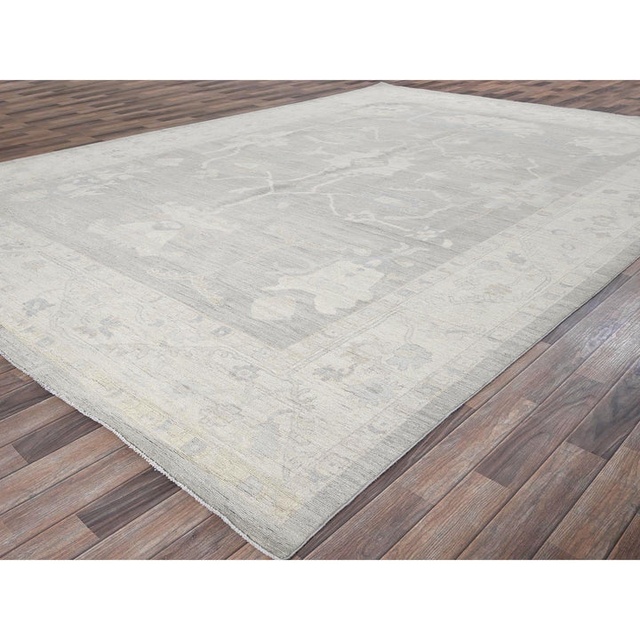 9'8" x 13'10" New Hand Knotted Grey Wool Rectangle Oriental Rug - MOA102918