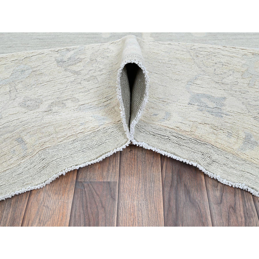 9'8" x 13'10" New Hand Knotted Grey Wool Rectangle Oriental Rug - MOA102918