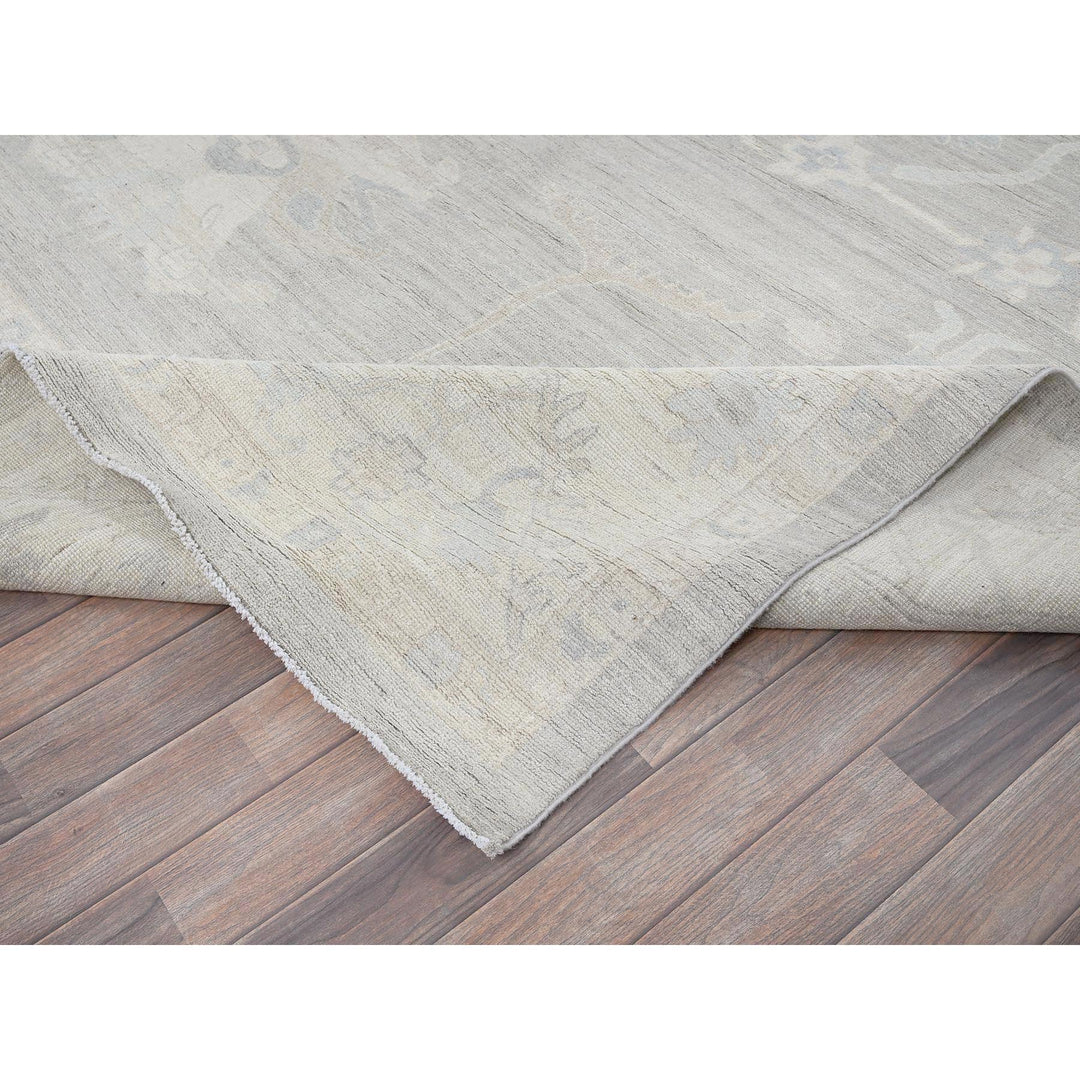 9'8" x 13'10" New Hand Knotted Grey Wool Rectangle Oriental Rug - MOA102918
