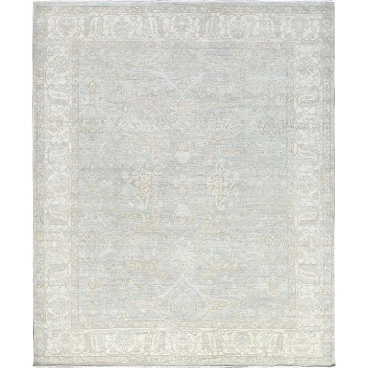 8'2" x 9'6" New Hand Knotted Grey Wool Rectangle Oriental Rug - MOA102919