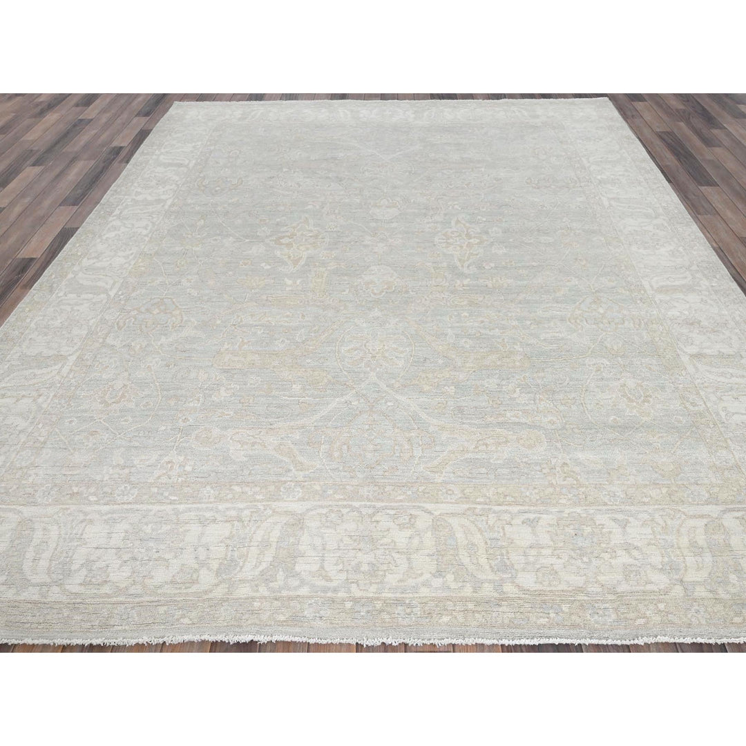8'2" x 9'6" New Hand Knotted Grey Wool Rectangle Oriental Rug - MOA102919