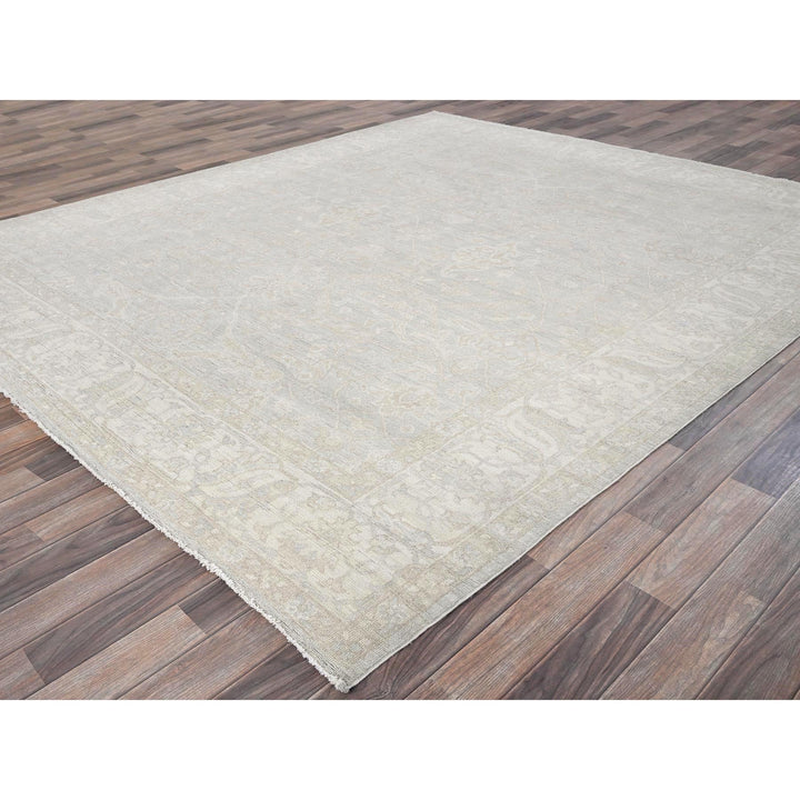 8'2" x 9'6" New Hand Knotted Grey Wool Rectangle Oriental Rug - MOA102919