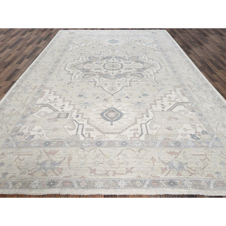 10'0" x 13'7" New Hand Knotted Ivory Wool Rectangle Oriental Rug - MOA102920