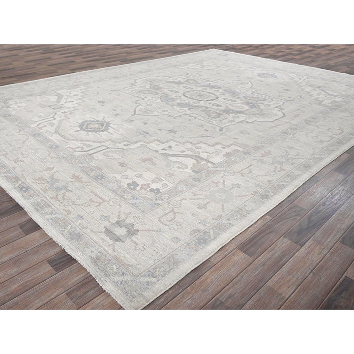 10'0" x 13'7" New Hand Knotted Ivory Wool Rectangle Oriental Rug - MOA102920