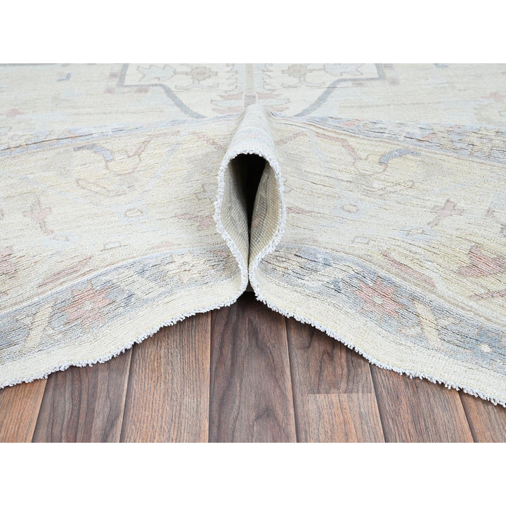 10'0" x 13'7" New Hand Knotted Ivory Wool Rectangle Oriental Rug - MOA102920