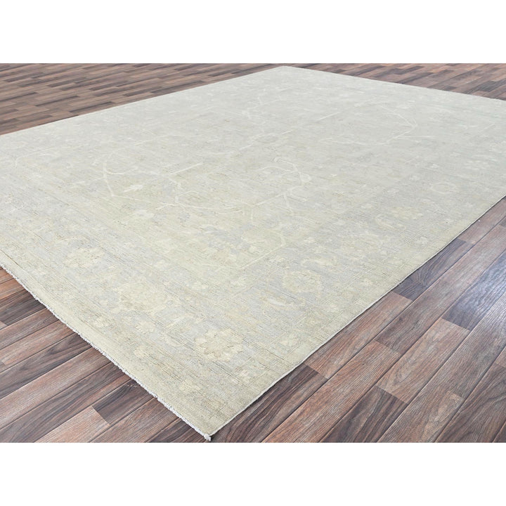 9'0" x 11'10" New Hand Knotted Ivory Wool Rectangle Oriental Rug - MOA102921
