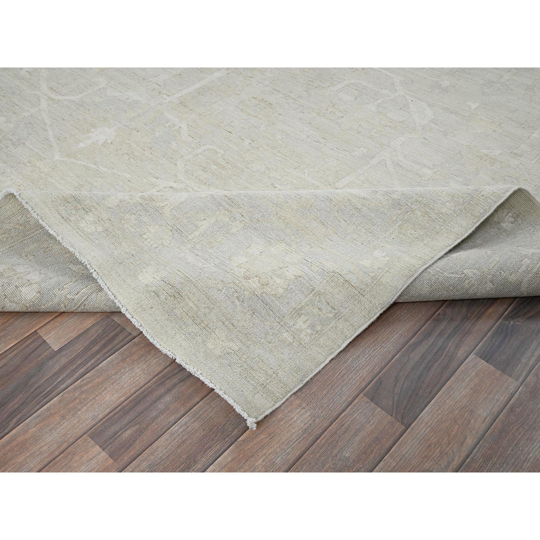 9'0" x 11'10" New Hand Knotted Ivory Wool Rectangle Oriental Rug - MOA102921