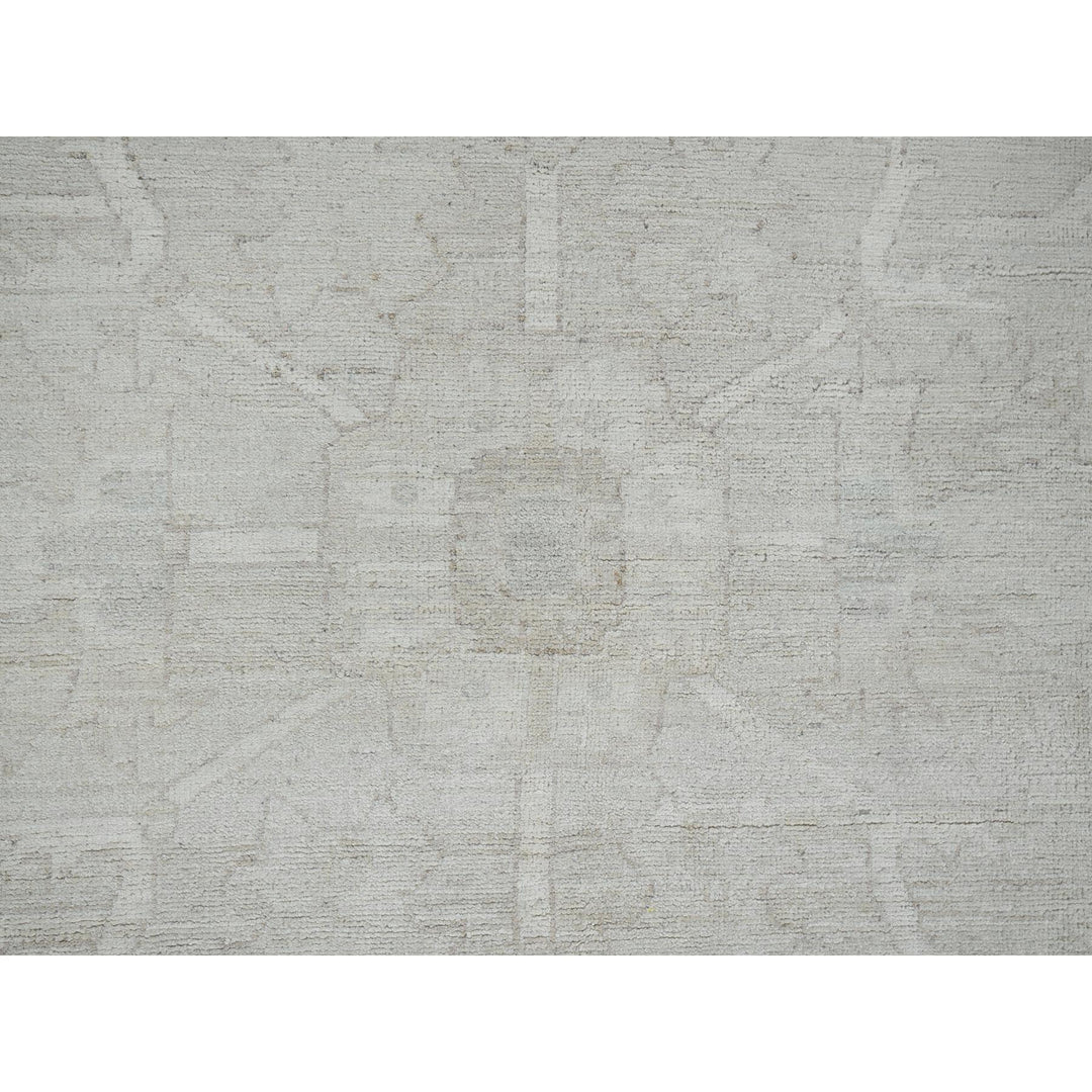 9'0" x 11'10" New Hand Knotted Ivory Wool Rectangle Oriental Rug - MOA102921