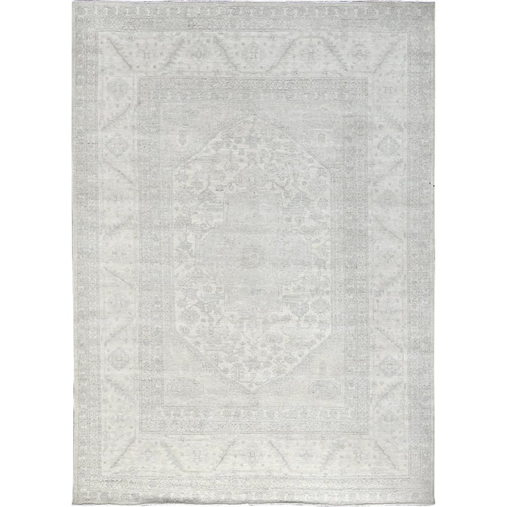 8'11" x 11'10" New Hand Knotted Ivory Wool Rectangle Oriental Rug - MOA102922