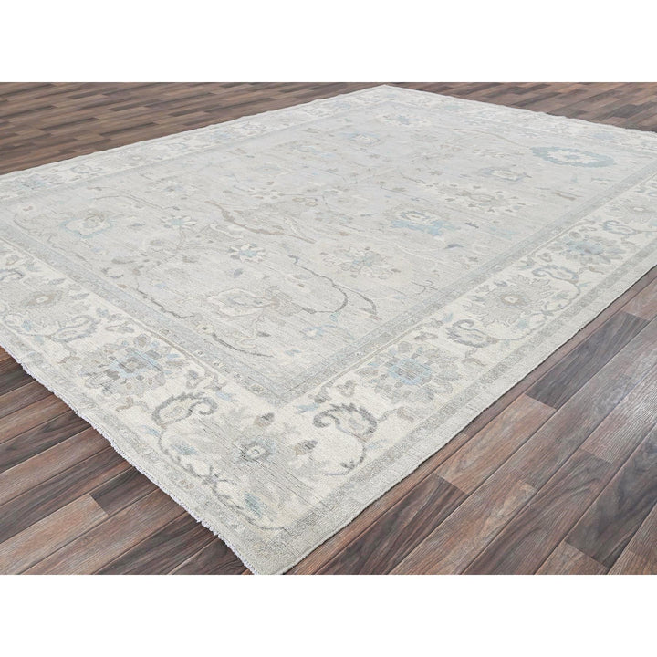 8'11" x 11'10" New Hand Knotted Grey Wool Rectangle Oriental Rug - MOA102923