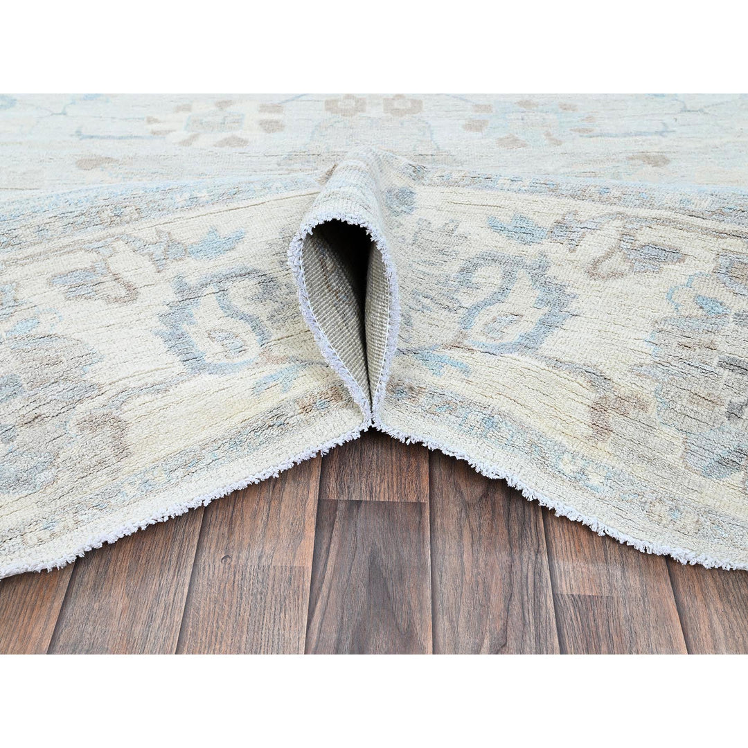 8'11" x 11'10" New Hand Knotted Grey Wool Rectangle Oriental Rug - MOA102923