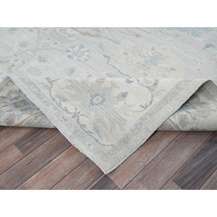 8'11" x 11'10" New Hand Knotted Grey Wool Rectangle Oriental Rug - MOA102923