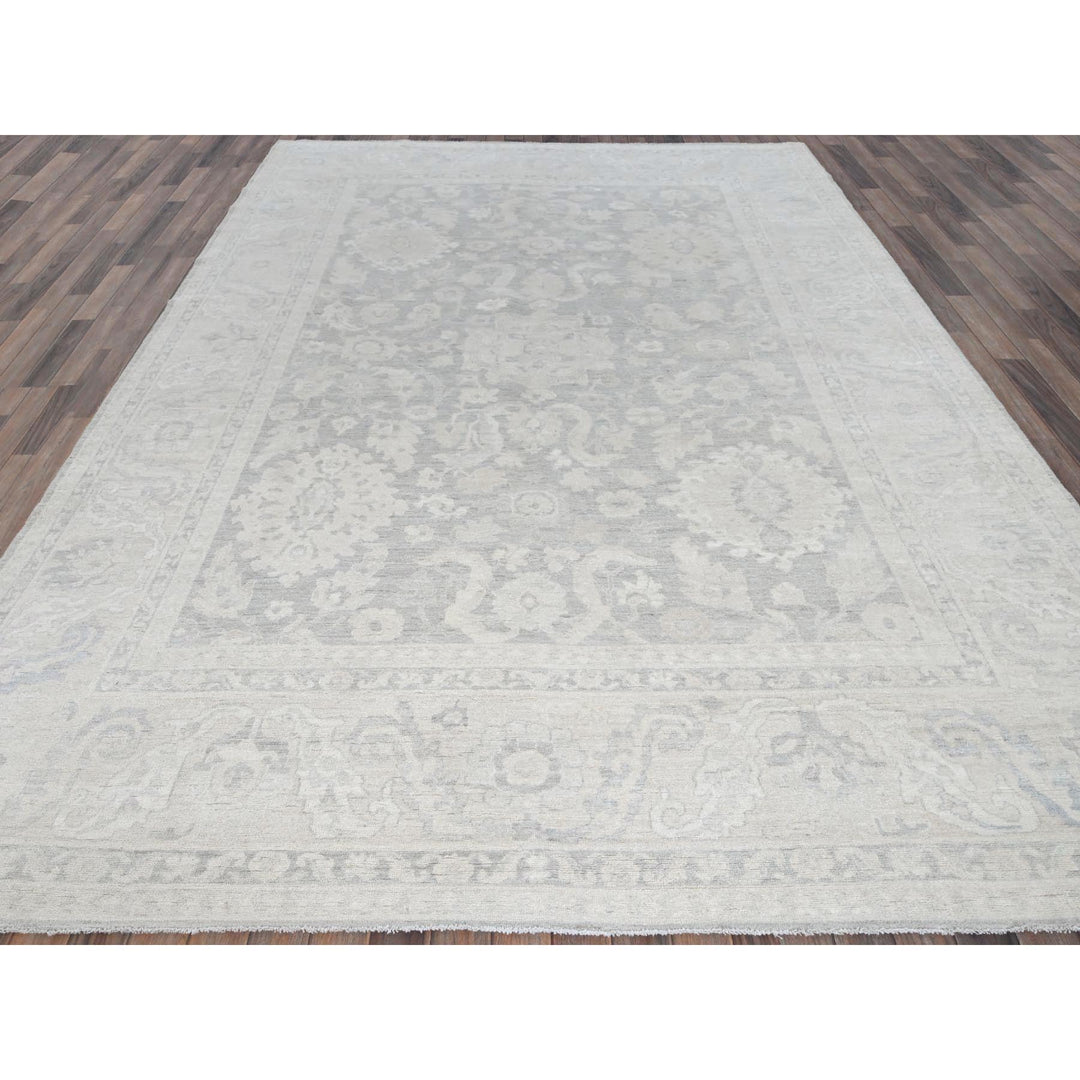 8'9" x 11'10" New Hand Knotted Grey Wool Rectangle Oriental Rug - MOA102924