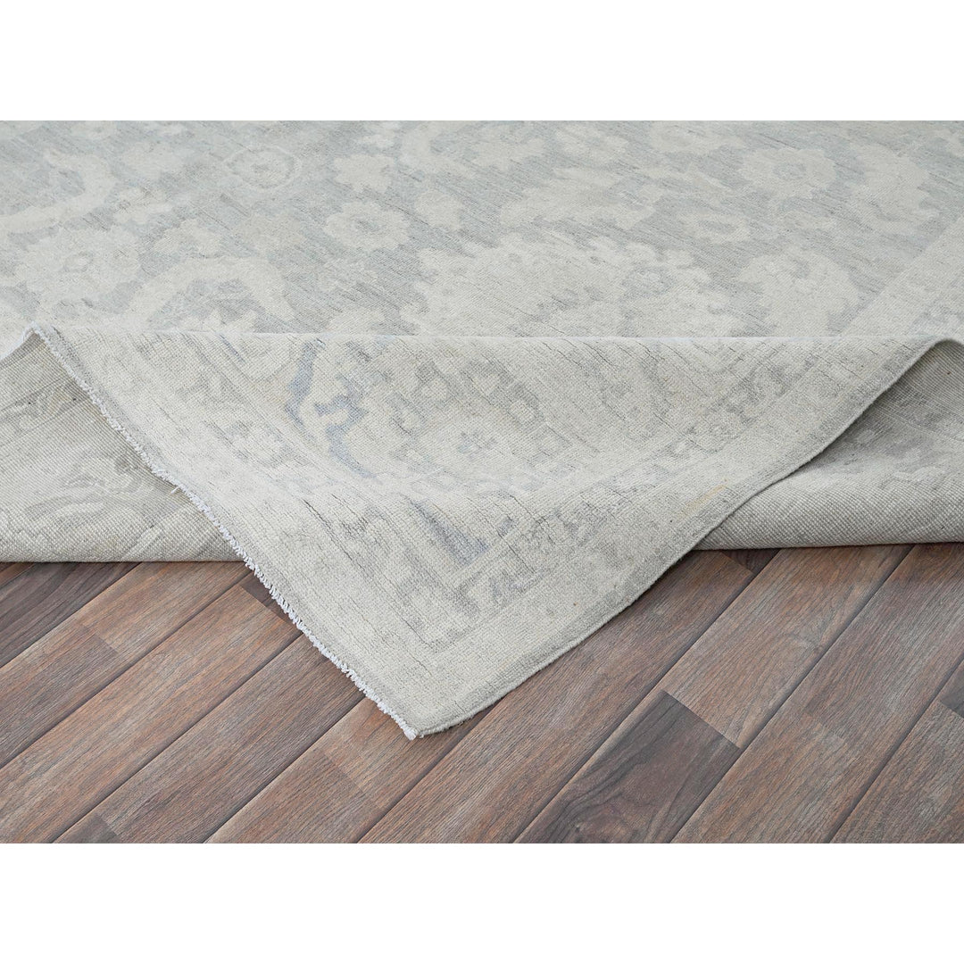 8'9" x 11'10" New Hand Knotted Grey Wool Rectangle Oriental Rug - MOA102924