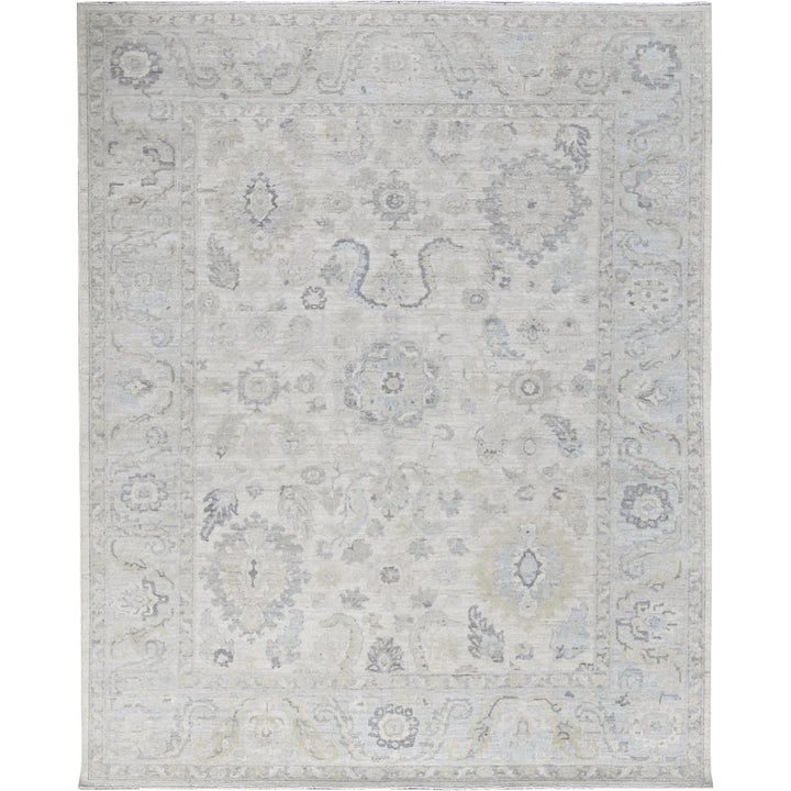 8'2" x 10'1" New Hand Knotted Ivory Wool Rectangle Oriental Rug - MOA102925