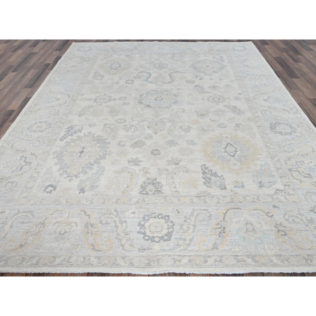 8'2" x 10'1" New Hand Knotted Ivory Wool Rectangle Oriental Rug - MOA102925
