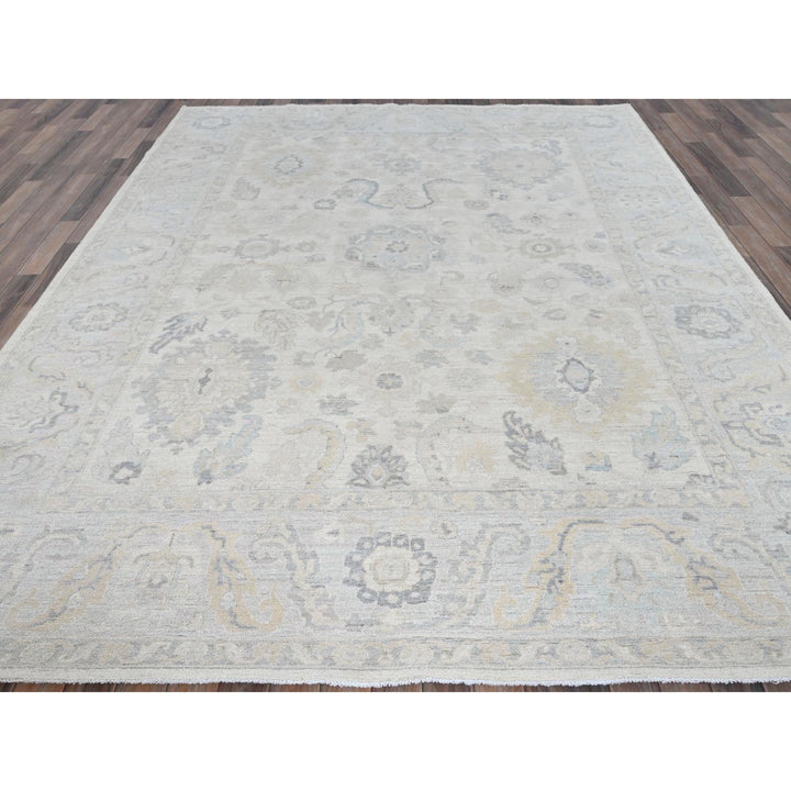 8'2" x 10'1" New Hand Knotted Ivory Wool Rectangle Oriental Rug - MOA102925