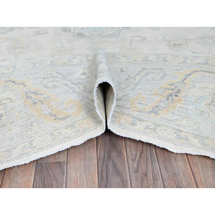 8'2" x 10'1" New Hand Knotted Ivory Wool Rectangle Oriental Rug - MOA102925