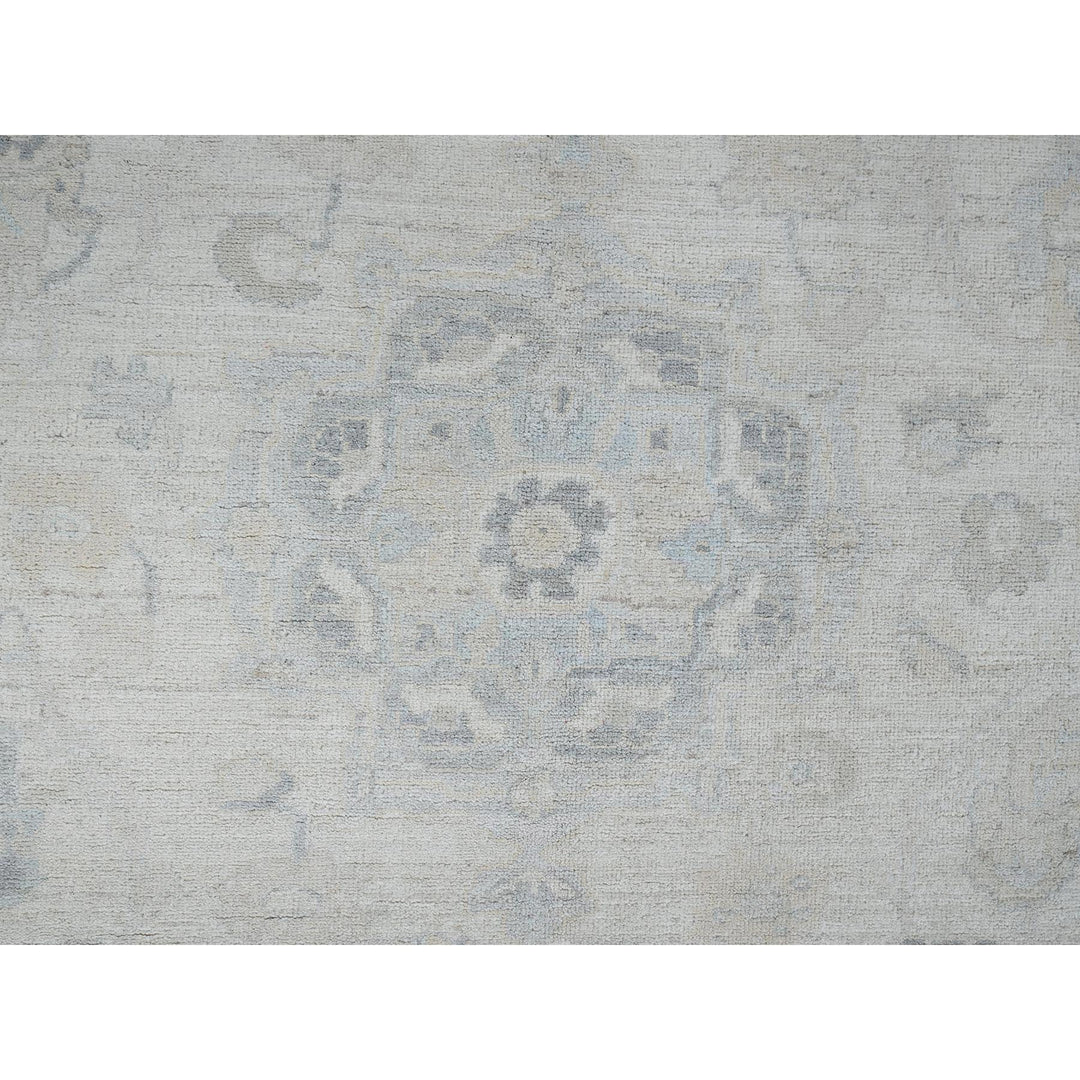 8'2" x 10'1" New Hand Knotted Ivory Wool Rectangle Oriental Rug - MOA102925