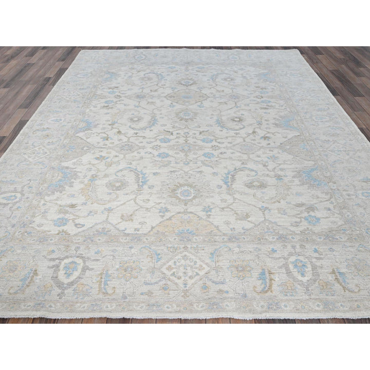 8'0" x 9'8" New Hand Knotted Ivory Wool Rectangle Oriental Rug - MOA102926