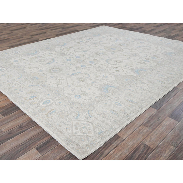 8'0" x 9'8" New Hand Knotted Ivory Wool Rectangle Oriental Rug - MOA102926