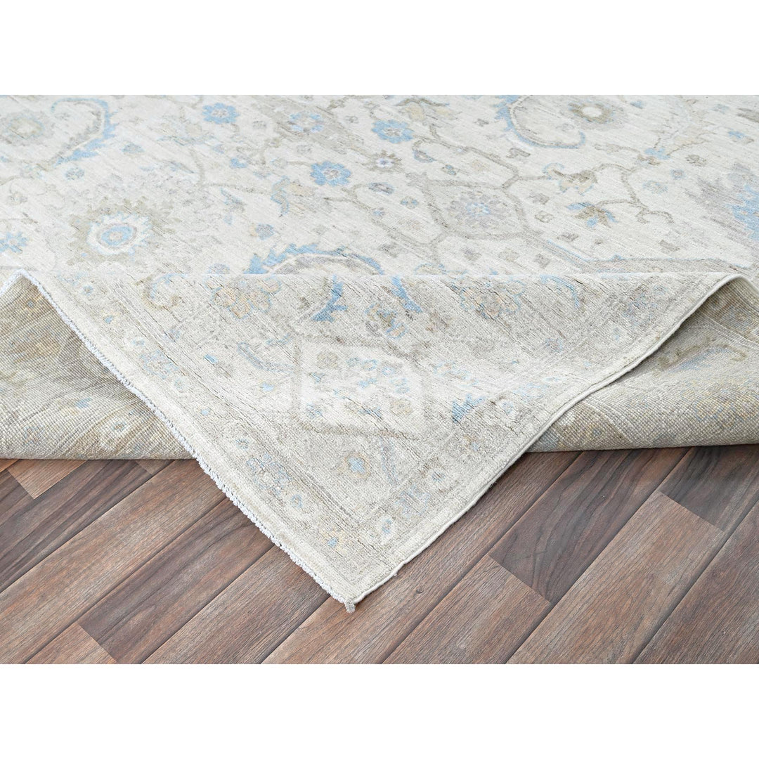 8'0" x 9'8" New Hand Knotted Ivory Wool Rectangle Oriental Rug - MOA102926