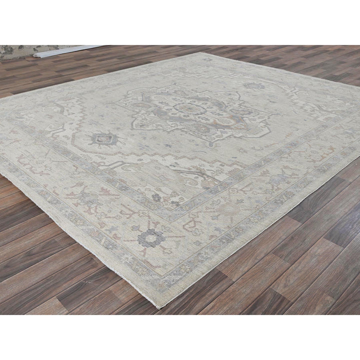 8'1" x 9'7" New Hand Knotted Ivory Wool Rectangle Oriental Rug - MOA102927
