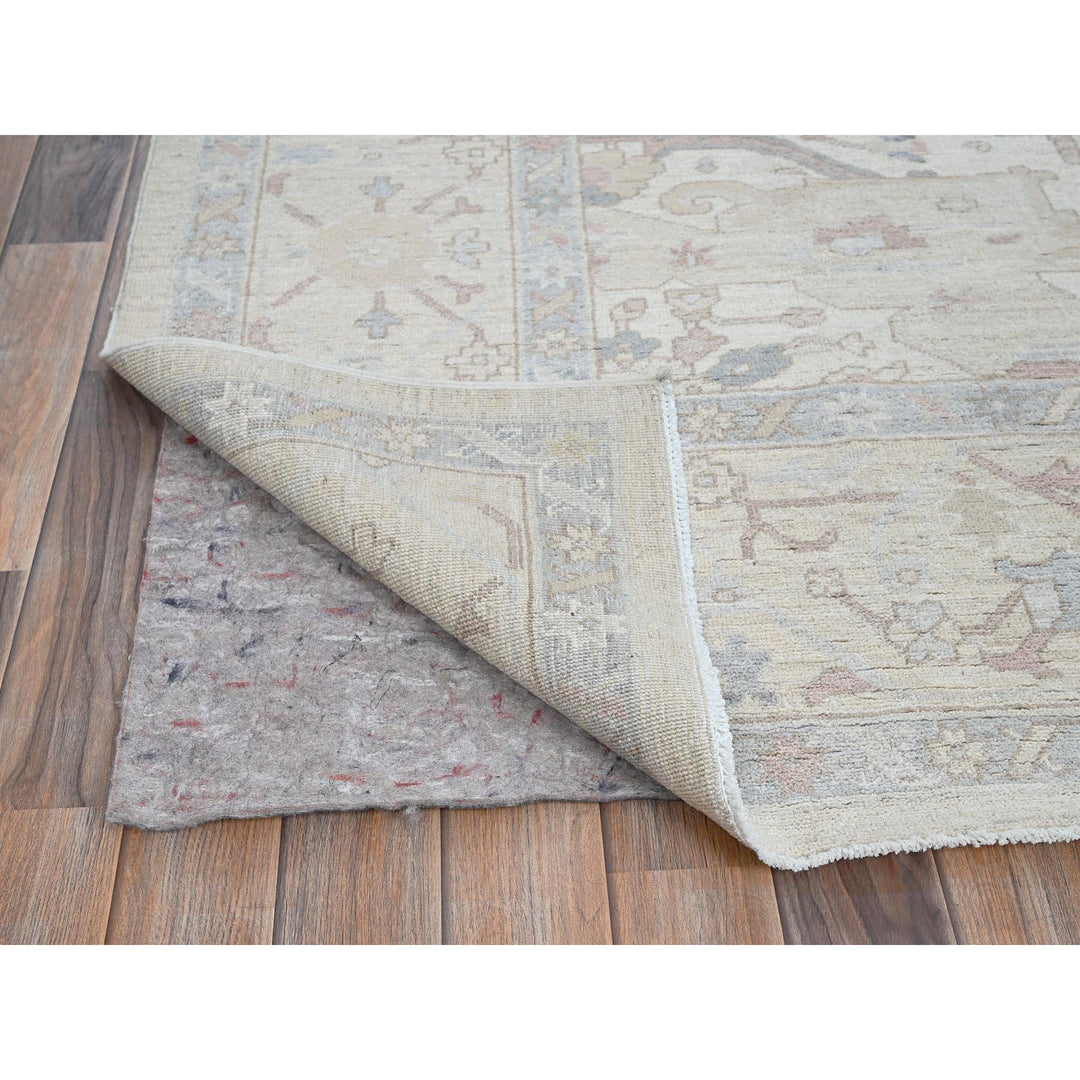 8'1" x 9'7" New Hand Knotted Ivory Wool Rectangle Oriental Rug - MOA102927
