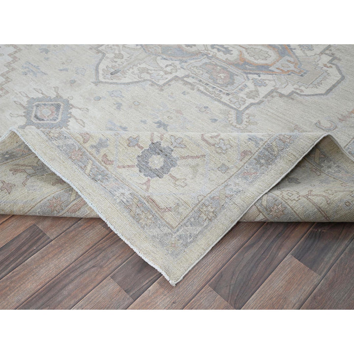 8'1" x 9'7" New Hand Knotted Ivory Wool Rectangle Oriental Rug - MOA102927