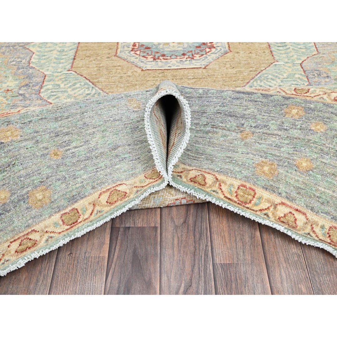 8'1" x 9'7" New Hand Knotted Blue Wool Rectangle Oriental Rug - MOA102928