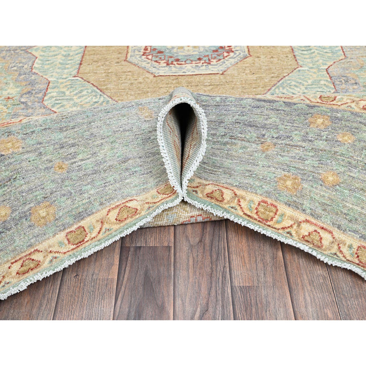 8'1" x 9'7" New Hand Knotted Blue Wool Rectangle Oriental Rug - MOA102928