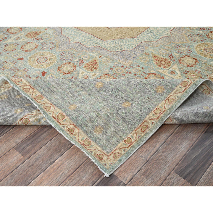 8'1" x 9'7" New Hand Knotted Blue Wool Rectangle Oriental Rug - MOA102928