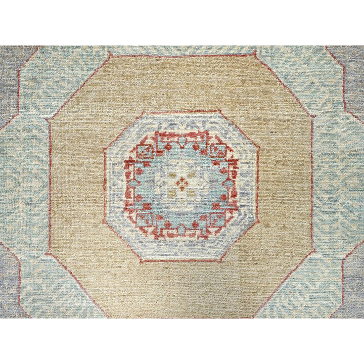 8'1" x 9'7" New Hand Knotted Blue Wool Rectangle Oriental Rug - MOA102928
