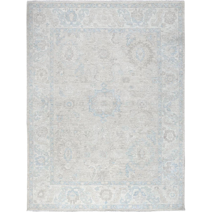 7'9" x 9'10" New Hand Knotted Ivory Wool Rectangle Oriental Rug - MOA102929
