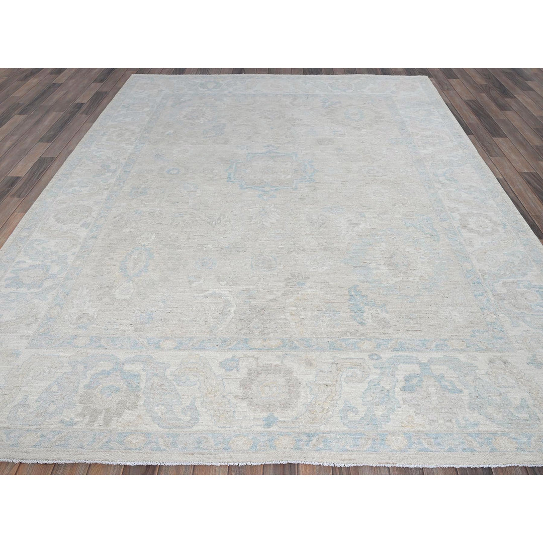 7'9" x 9'10" New Hand Knotted Ivory Wool Rectangle Oriental Rug - MOA102929