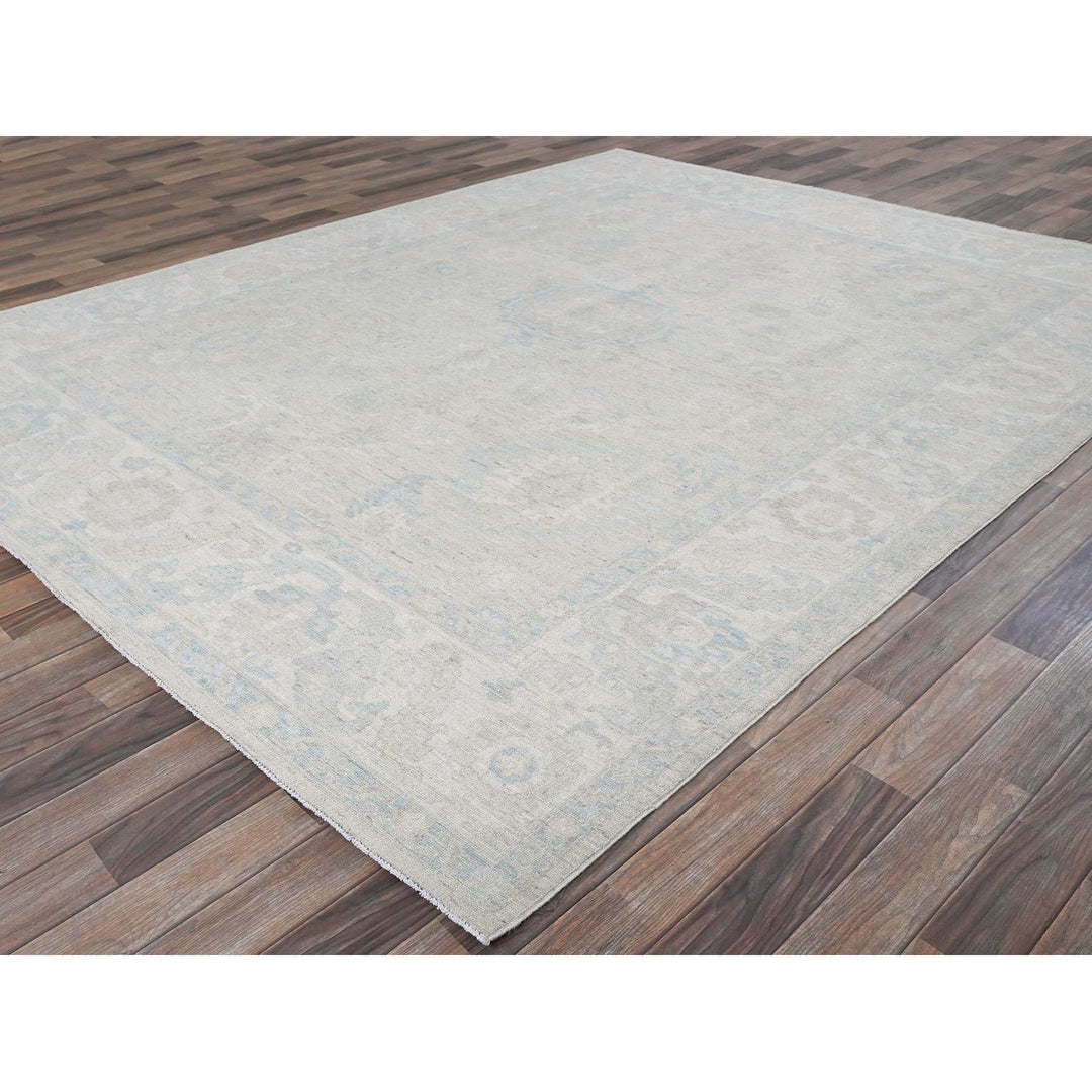 7'9" x 9'10" New Hand Knotted Ivory Wool Rectangle Oriental Rug - MOA102929