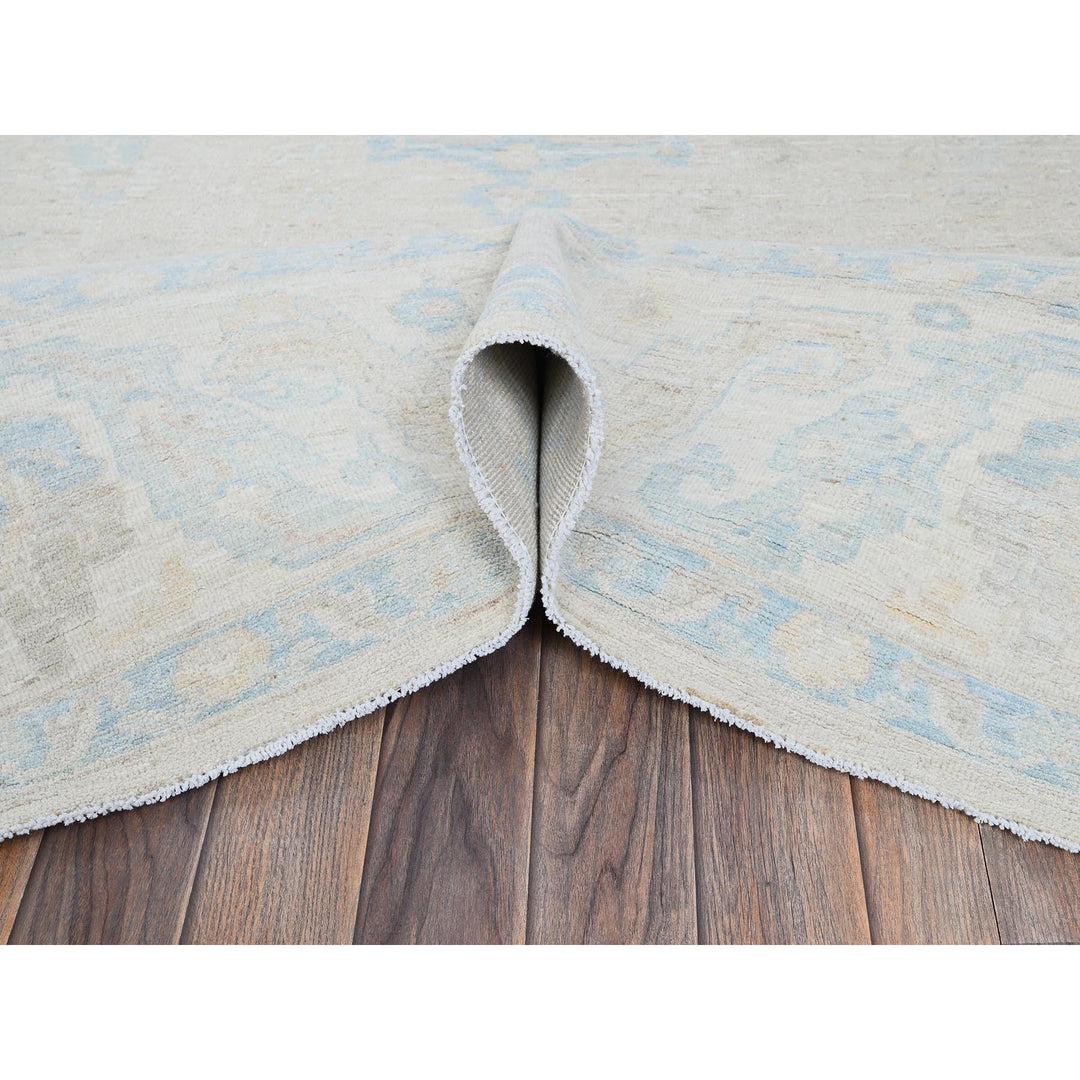 7'9" x 9'10" New Hand Knotted Ivory Wool Rectangle Oriental Rug - MOA102929