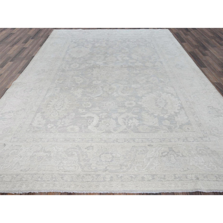 8'10" x 11'11" New Hand Knotted Grey Wool Rectangle Oriental Rug - MOA102930