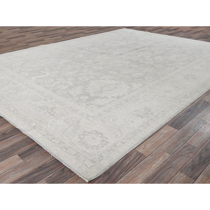8'10" x 11'11" New Hand Knotted Grey Wool Rectangle Oriental Rug - MOA102930