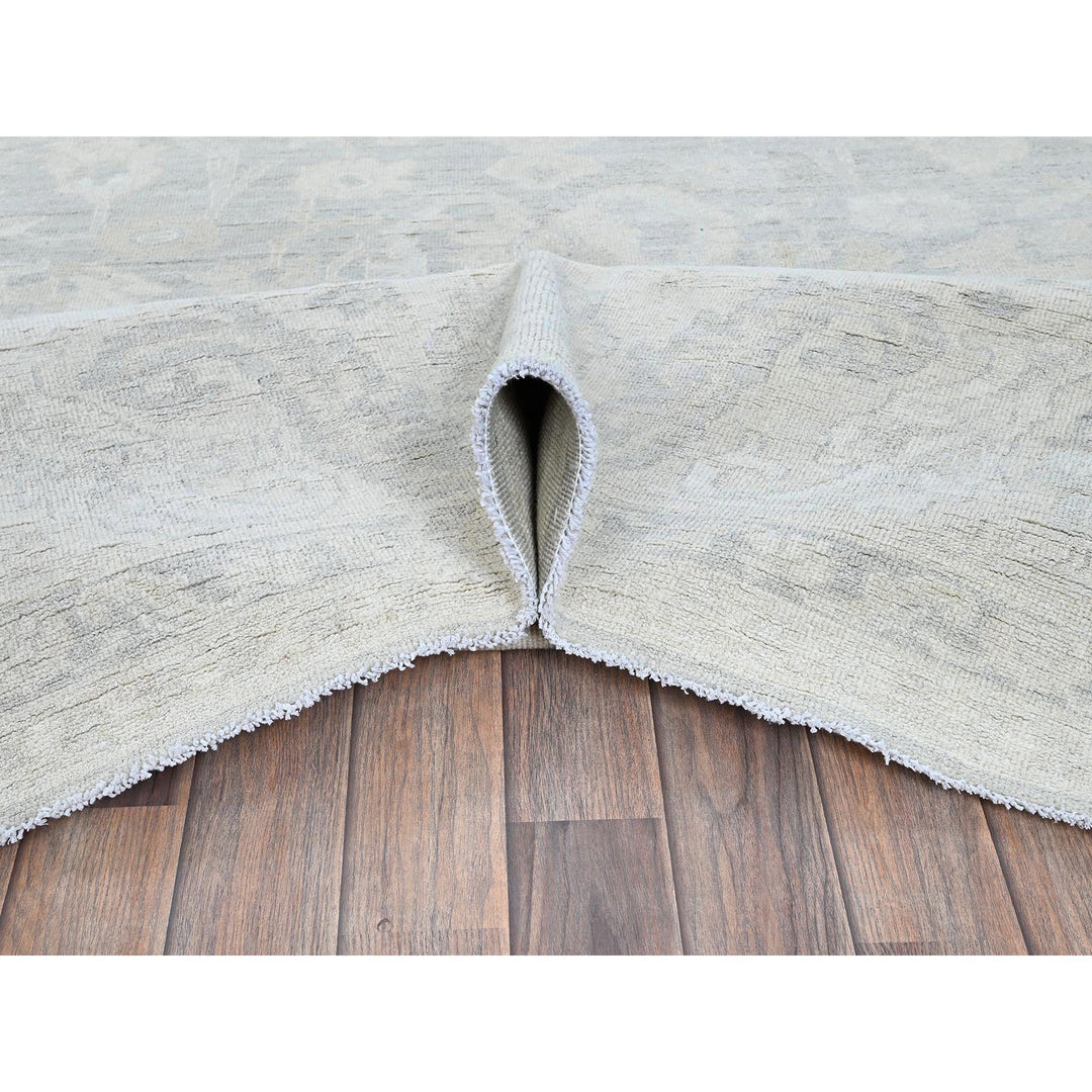 8'10" x 11'11" New Hand Knotted Grey Wool Rectangle Oriental Rug - MOA102930