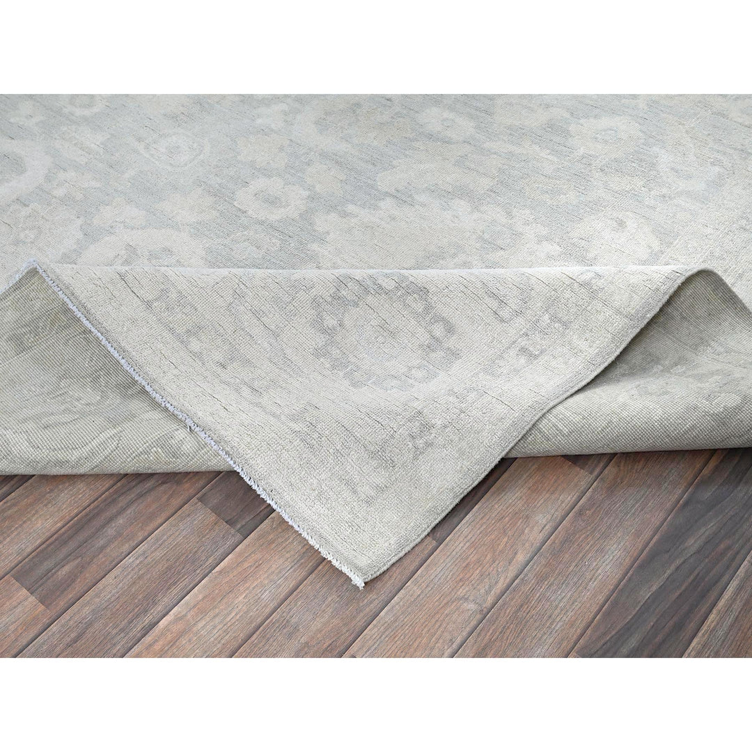 8'10" x 11'11" New Hand Knotted Grey Wool Rectangle Oriental Rug - MOA102930