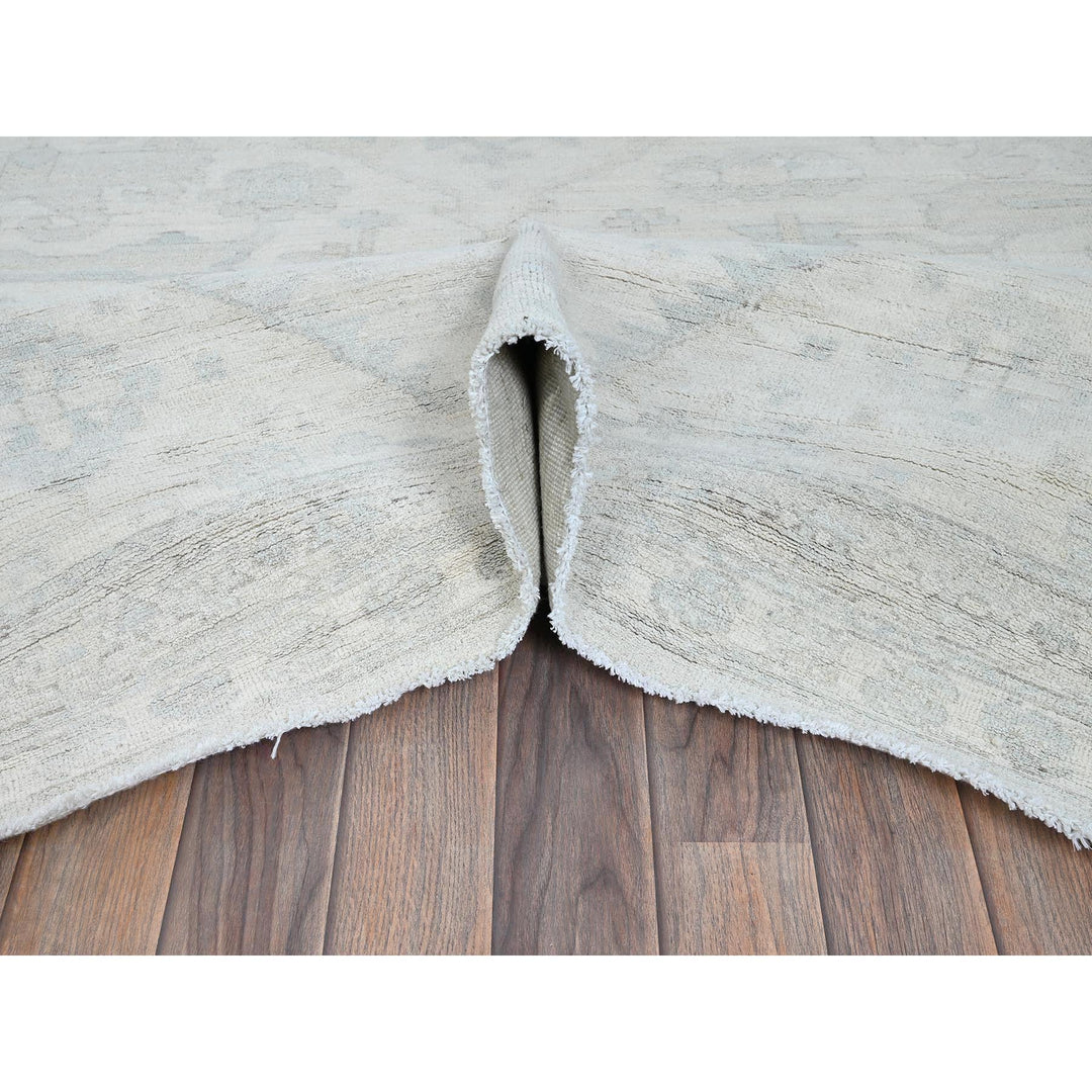 11'10" x 14'7" New Hand Knotted Ivory Wool Rectangle Oriental Rug - MOA102931