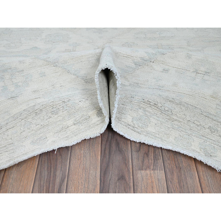 11'10" x 14'7" New Hand Knotted Ivory Wool Rectangle Oriental Rug - MOA102931
