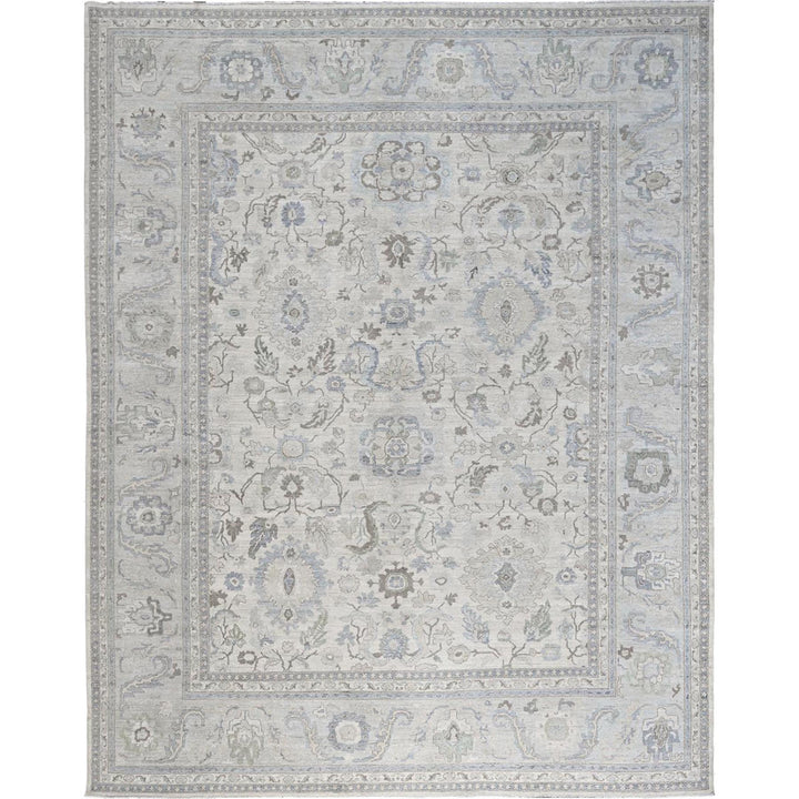 11'10" x 14'6" New Hand Knotted Ivory Wool Rectangle Oriental Rug - MOA102932