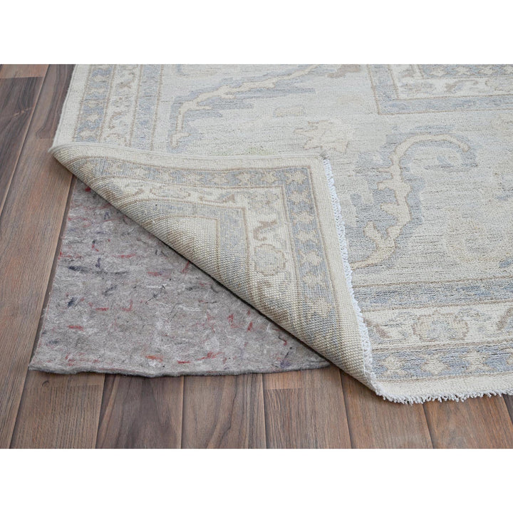 11'10" x 14'6" New Hand Knotted Ivory Wool Rectangle Oriental Rug - MOA102932