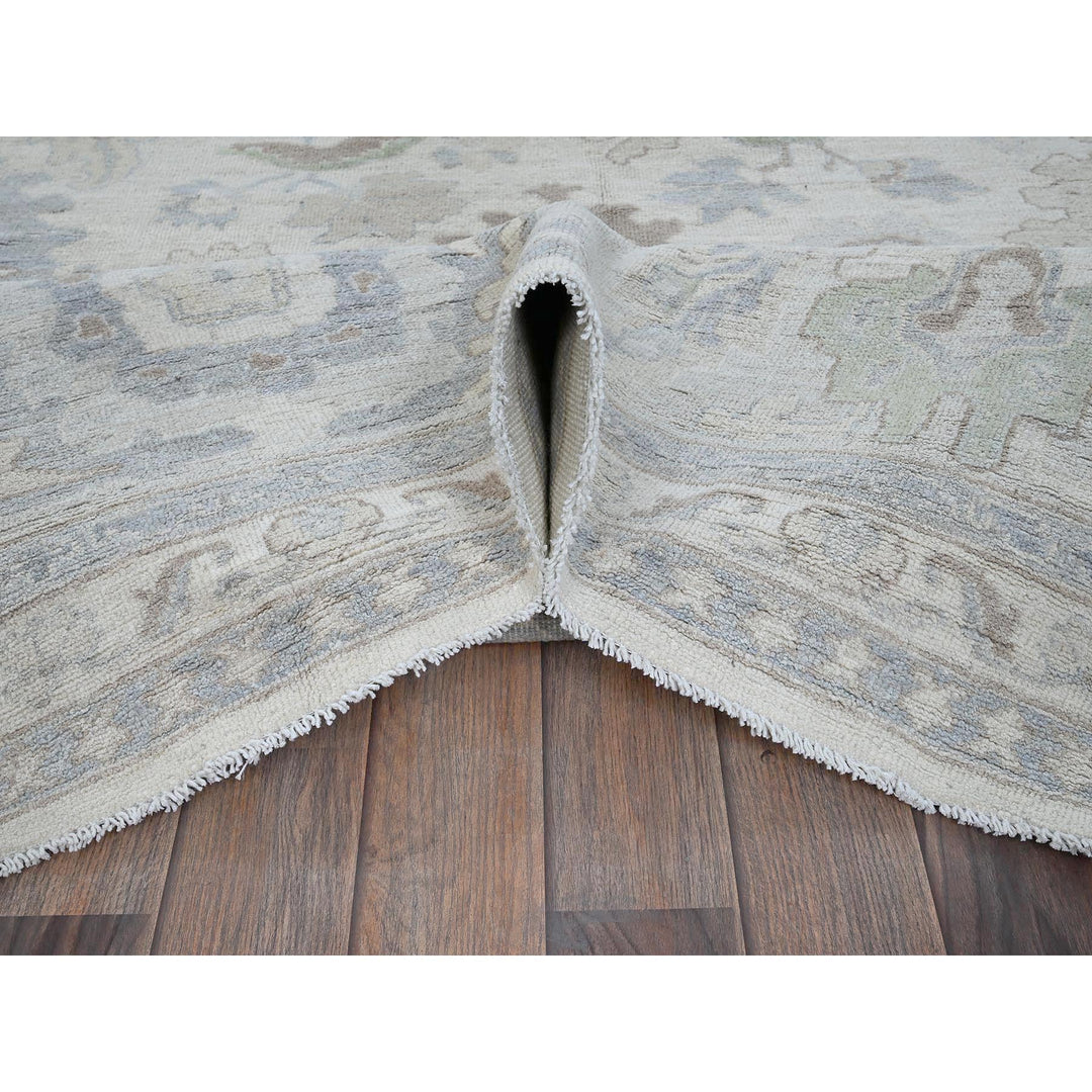 11'10" x 14'6" New Hand Knotted Ivory Wool Rectangle Oriental Rug - MOA102932