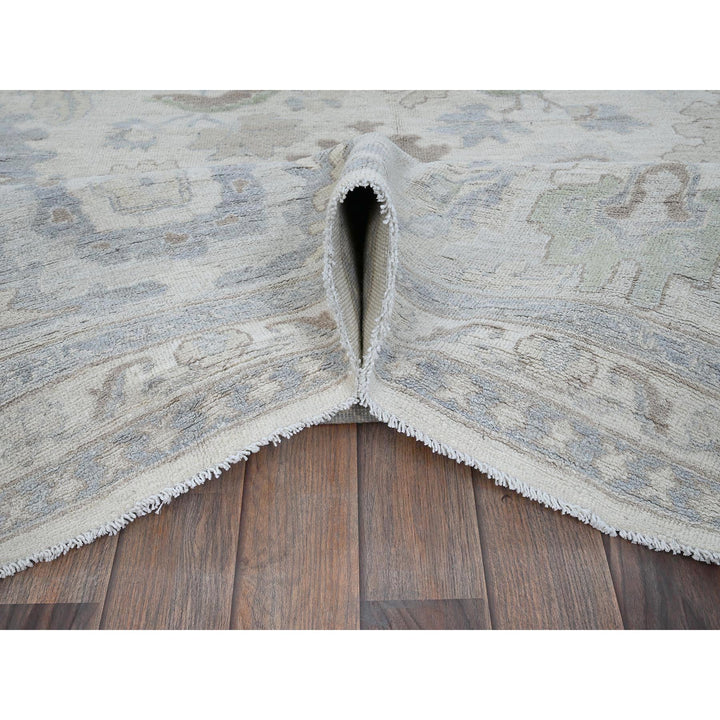 11'10" x 14'6" New Hand Knotted Ivory Wool Rectangle Oriental Rug - MOA102932