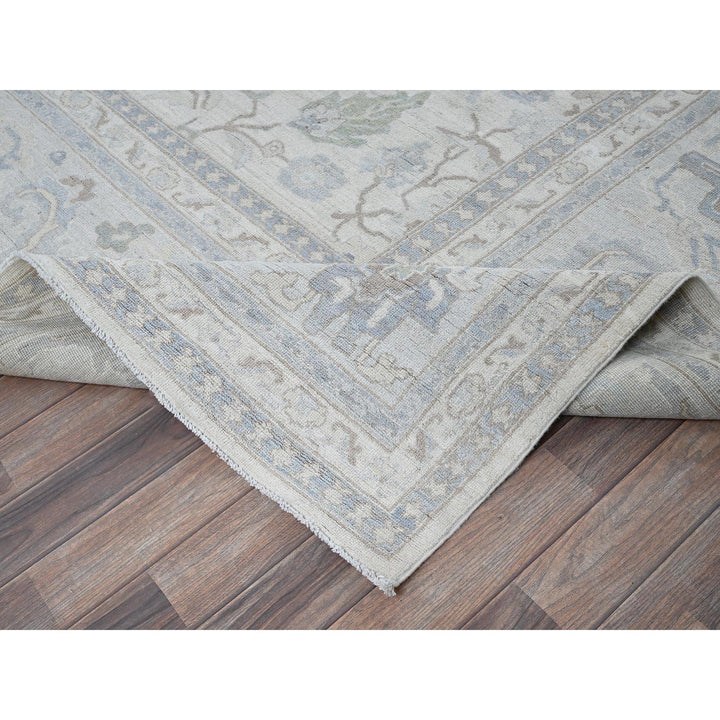 11'10" x 14'6" New Hand Knotted Ivory Wool Rectangle Oriental Rug - MOA102932