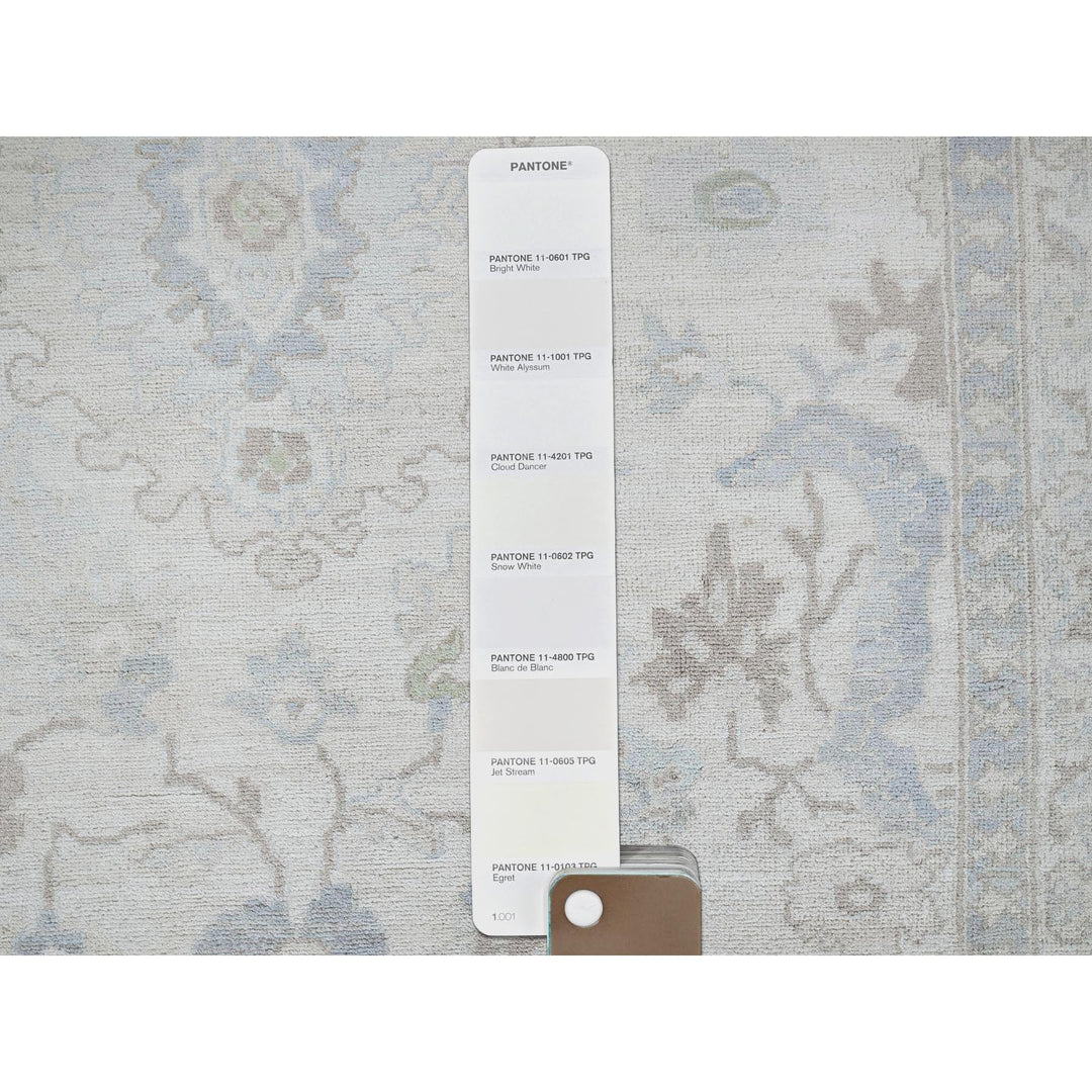 11'10" x 14'6" New Hand Knotted Ivory Wool Rectangle Oriental Rug - MOA102932